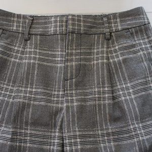 Banana Republic Pleated High Waist Grey Plaid Trousers